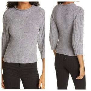 Rachel Comey Gray Alpaca Wool Roll Neck Cable Knit Pullover Sweater Size XS